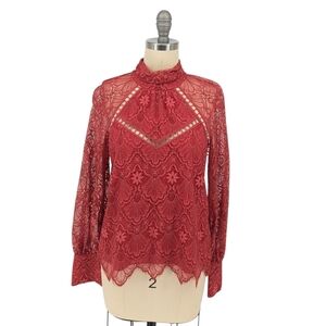 Saylor Lace Blouse Top Pink S victorian romantic bohemian coquette girl boho chi